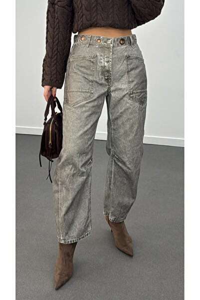 Narferita Moirenn Kaplama Barrel Fit Jeans