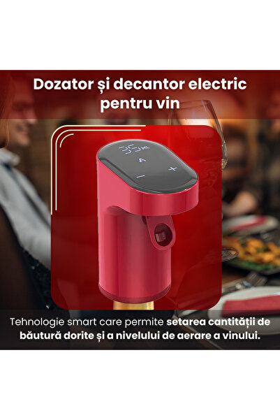 VRSmarty Smart wine and other beverage decanter and dispenser, Premium, Integrated automatic aerator, Red