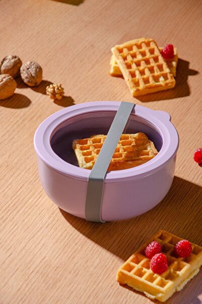 Le murano Moca Stoneware Airtight Storage Container with Transparent Lid 1000 ml | Purple