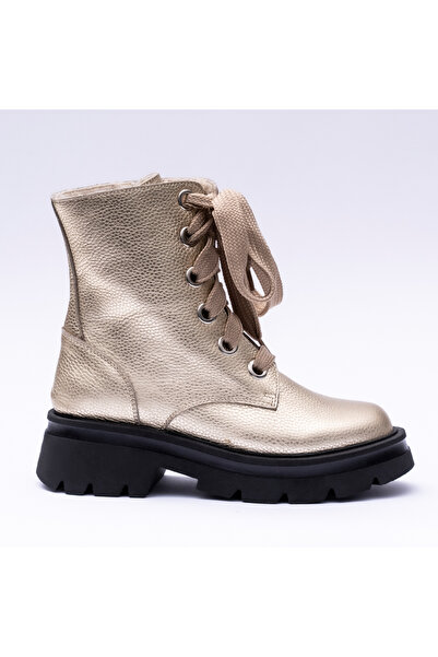 VAGAM Golden Boots Made of Genuine Leather with High Soles