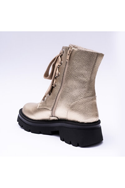 VAGAM Golden Boots Made of Genuine Leather with High Soles