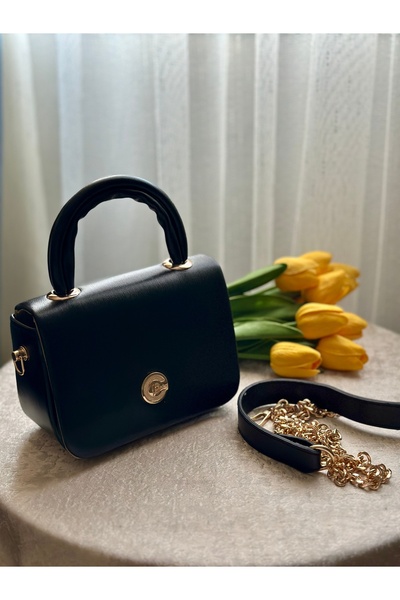 DEMİR ACCESORİES Kadın Mini Boy Zincir Askılı Siyah El Ve Omuz Çantası