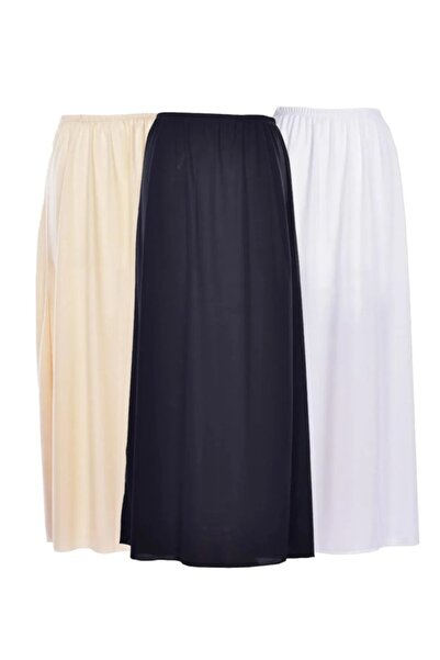 Kahra Collection 3-Piece Full Length Underskirt Long Skirt Lining (White-Blac...