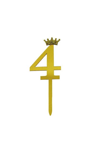 Generic Acrylic Cake Topper Number 4, 18cm, Golden Elegance for Celebratory C...