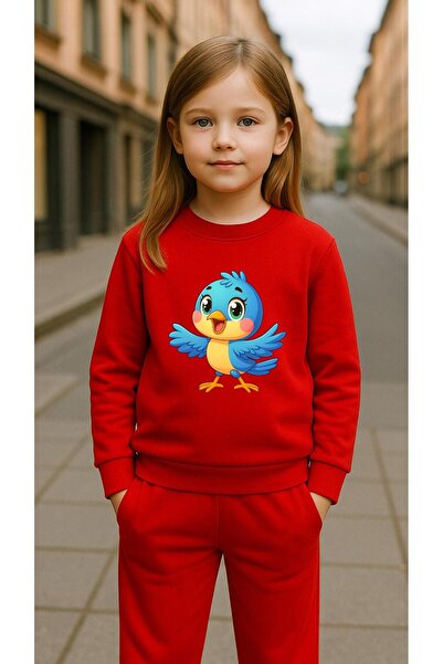 playwear سترة رياضية للأطفال باللون الأزرق B مطبوع للفتيات والأولاد برقبة دائ...