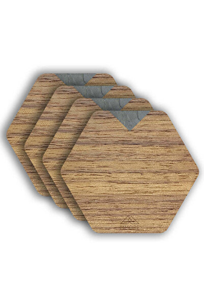 GOLDEN PIGS GoldenPigs, Suporturi pahare din nuc - Set de 4 Alpine Hay