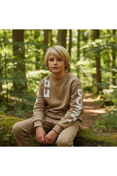 FESSHERA KİDS Boy's Sweatshirt Crew Neck Oversized Cut Printed Cotton Sweatshirt