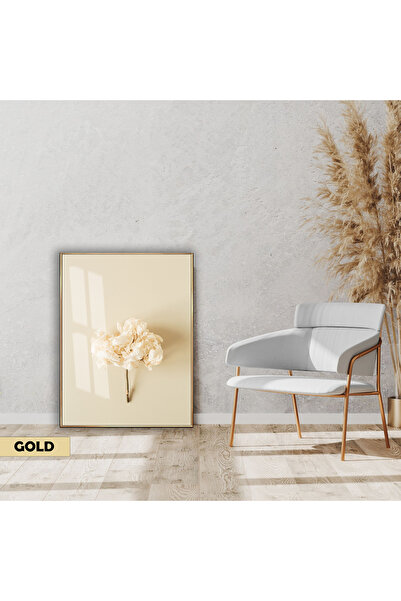 Harikabirev | Soft |   Cream Minimal Flower Model |   Framed Glass Table Sing...