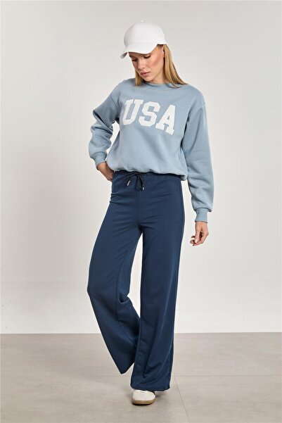 BARRELS AND OIL Women's Tie-Waist Wide-Leg Pants - Dark Navy Blue