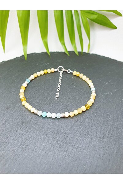 Abundo Bratara din opal galben si amazonit cu argint 925, 17 cm