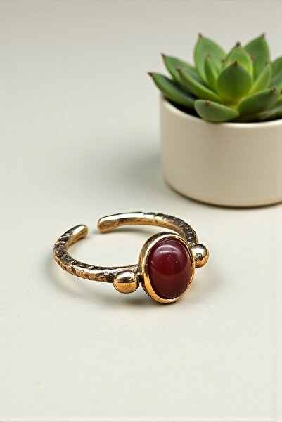 NBS Beautiful Naturel Stones Copper Real Red Agate Ring Adjustable Genuine 100% Copper and Natural Stone