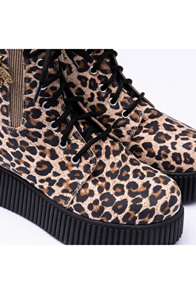 VAGAM Animal Print Boots Made of Genuine Leather with High Soles