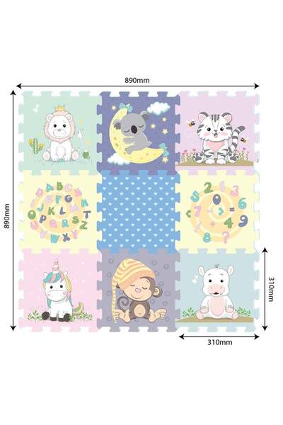 Generic Sunta - Sweetie Animals Puzzle Mat 9pcs | Baby Learning Mat, Child Fl...
