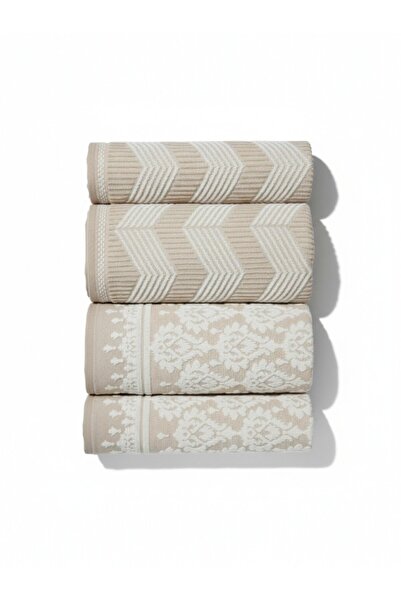 Özdilek Tapetto Velvet Towel Set Turkish Bath Set – 100% Cotton, Soft and Highly Water Absorbent 4 Pieces