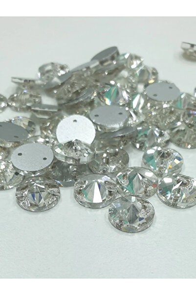 BEİLYS COSMETİCS & ACCESSORY Crystal Dikme Stone 10mm Round with Hole 50 Pieces B:100