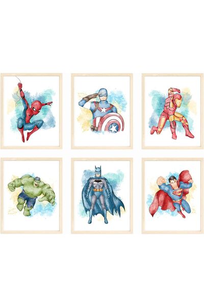 Today Idea مجموعة ديكورات حائط الأبطال الخارقين من 6 مطبوعات - 8 × 10 بوصة بد...