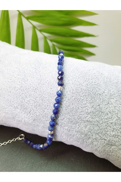 Abundo Bratara din pietre de sodalit si argint 925, 17 cm