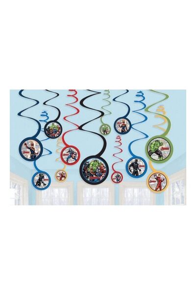 Generic 12-Piece Marvel Avengers Powers Unite Paper Spiral Decoration Birthda...