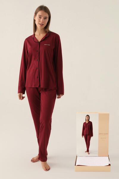 Pierre Cardin Boxed Women's Pajama Set Suitable for Dowry, 50% Modal 50% Cotton, Uzunkol Transitional Women P