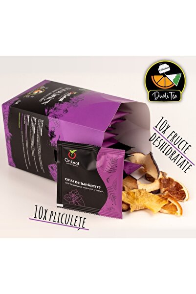 On Leaf Banana, Hibiscus & Mint Tea, OnLeaf, 10 Tea Bags + 10 Dried Fruit Pieces, 43 g