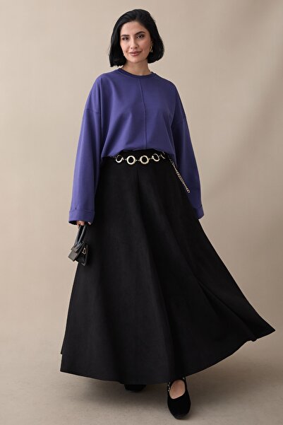 InStyle Oversized Purple Sweatshirt with Folded Sleeves