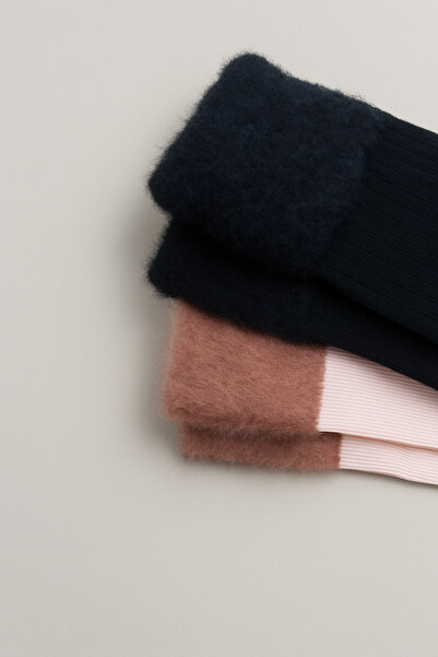 MEM SOCKS 2-пакет безшевни дамски чорапи от памук с подплата от флийс и десен „Дерби“