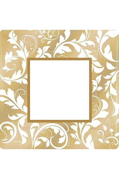 Generic 8-Piece Gold Elegant Scroll Paper Set 10inch Tableware Party Supplies...