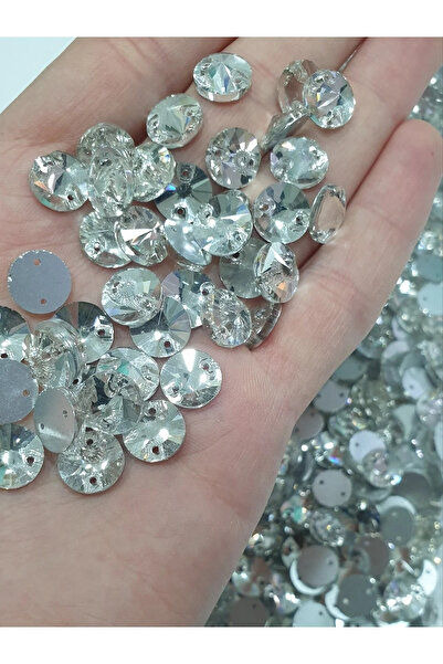 BEİLYS COSMETİCS & ACCESSORY Crystal Dikme Stone 10mm Round with Hole 50 Pieces B:100