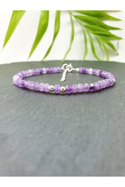 Abundo Bratara din jad mov si argint 925, 17 cm