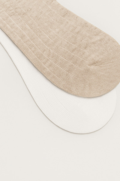 MEM SOCKS 2-Pack of Feathered Derby Patterned Stitch-Free Cotton Women's Socks