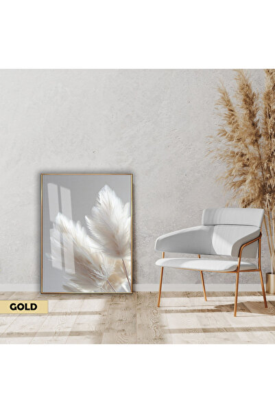 Harikabirev | MOLECULARE |   MODEL DE IARBA PAMPAS ALBĂ |   TABLO DE STICLA CU CADRU, SIMPLE, VERTICAL