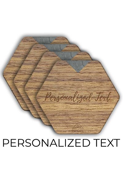 GOLDEN PIGS Suporturi personalizate din lemn de nuc american - Set de 4