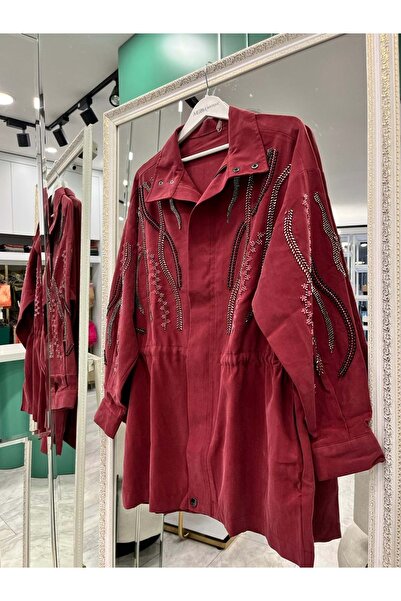 MRM MERAM BUTİK سترة ADN TAŞLI مصنوعة من مزيج الكابرا - لون الكرز - 1