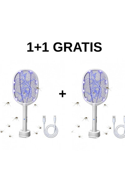 OEM 1 + 1 GRATUIT! Paletă electrică anti-insecte, încărcare USB, albă, 52 cm