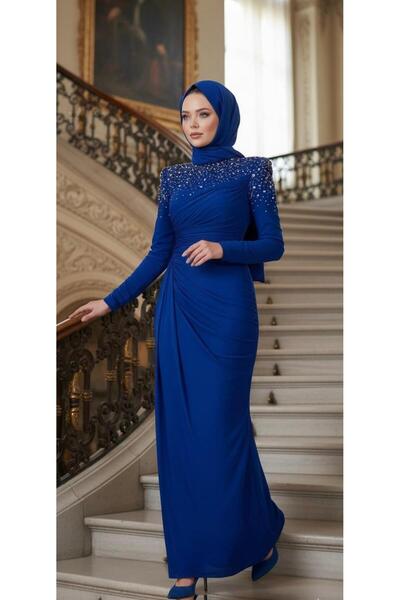 Kenzel OMUZLARI VE GÖĞÜSÜ TAŞLI ABİYE ELBİSE