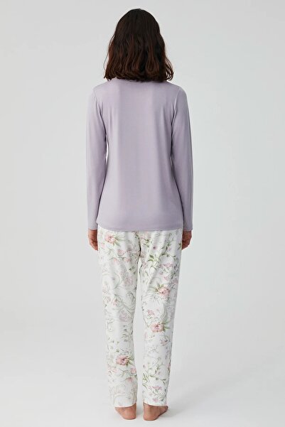 Catherine's Catherines Soft Textured Fabric V-Neck Long Sleeve Women's Pjamas Suit