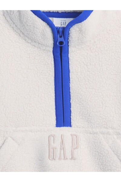 GAP Erkek Bebek Gri Sherpa Yarım Fermuarlı Pullover