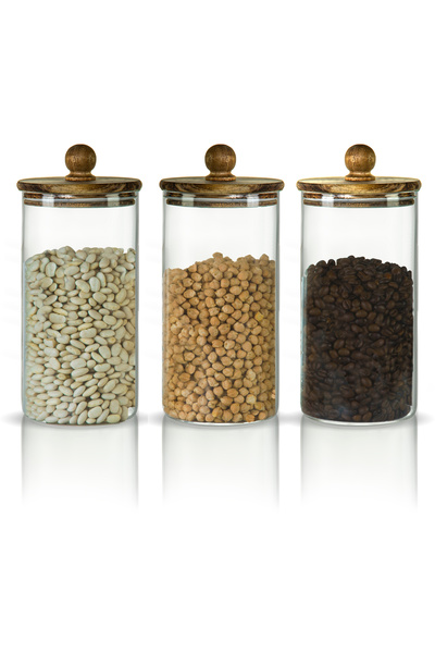 Store 3-Piece Bead Handle 1500ml High Borosilicate Glass Storage Jar