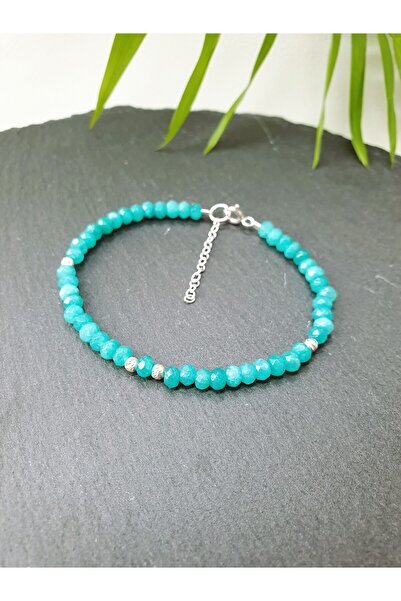 Abundo Turquoise jade and 925 silver bracelet, 17 cm