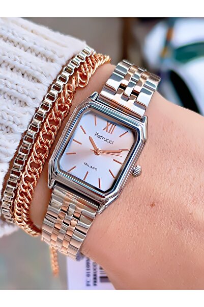 Ferrucci Steel Strap Small Case Milano Women's Wristwatch 2 Years Warranty 3 Atm Water Resistant+ Bracelet Gift
