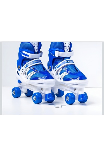 My modern game Power Superb Adjustable Roller Skates - Small (31-34) - 4 Wheels with Brakes - Red, Blue, and Pink