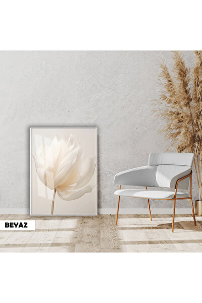 Harika bir ev | SOFT | KREM MİNİMAL GÜL MODELİ | ÇERÇEVELİ CAM TABLO TEKLİ DİKEY