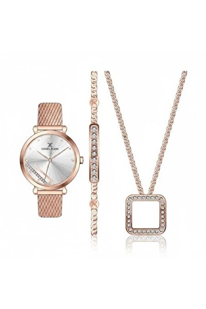 Daniel Klein Gift Set DK.1.13172.5 – Women's Rose Gold Watch with Bracelet and Necklace (Gift Box)