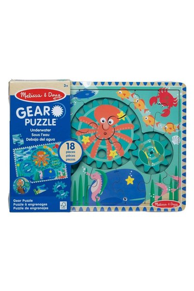 Generic Wooden Underwater Gear Puzzle â€“ 18-Piece Jigsaw with 3 Spinning Gea...