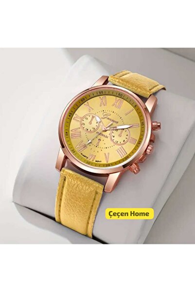 ÇEÇEN HOME Stylish Women Wristwatch Roman Numeral Watch Faux Leather