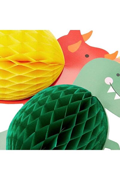 Generic Dino-Mite Party Honeycomb Decorations 3pcs