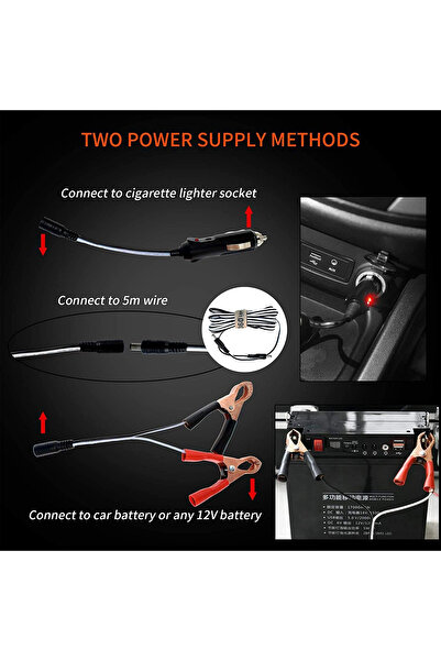 Generic 360° Light 160W Portable LED Work Light with Stand and Remote Control, 12V Car Battery Powered Lamp