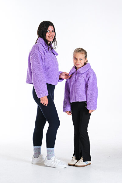 Classio Kids Mother Daughter Matching Plush Zippered Lined Crop Coat