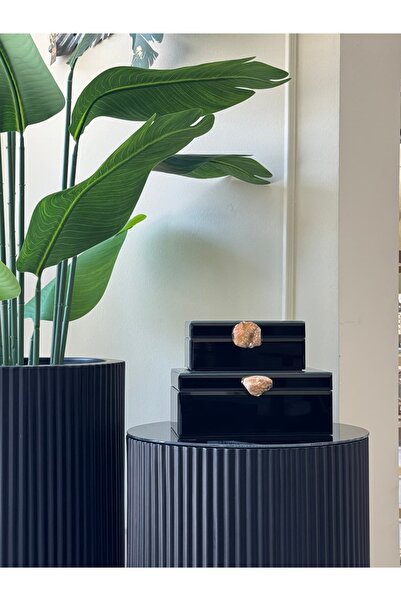 HERA DEKOR İTHAL 2Lİ DOĞAL TAŞLI CAM KUTU