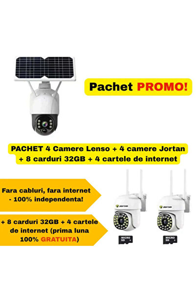 Jortan PACKAGE 4 Lenso Cameras + 4 Cameras + 8 32GB Cards + 4 Internet Cards